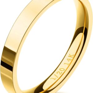 14K Gold Filled Dainty Women's and Girls' Thin Thumb Pinky Finger Rings with Non-Tarnish Comfort Fit