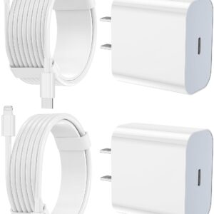 iPhone Fast Charging 2 Pack Type C Wall Charger with 2 Pack Long USB C to Lightning Cables for iPhone 14/13/12/12 Pro Max/11/Xs Max/XR/X, AirPods Pro