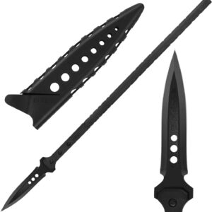 Kalkal 2Cr13 Double Edged Stainless Steel Tactical Throwing Spear with Nylon-Fiberglass Handle and Secure Sheath for Camping and Outdoor Survival