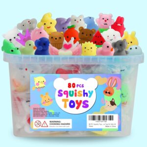 80PCS Kawaii Mochi Squishies for Kids, Squishy Toys Bulk Sensory Fidget Gifts for Birthday Boys and Girls Goodie Bags