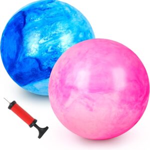 8.7 Inch Marbleized Inflatable Playground Balls, 2PCS Giant Rubber Kickballs and Dodgeballs for Kids Indoor Outdoor Ball Games and Party Favors