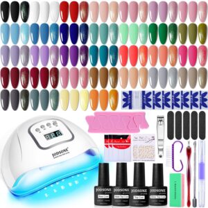 Jodone 32 Colors Gel Nail Polish Kit with UV Light, Soak Off Gel Nail Set Manicure Tools for Women