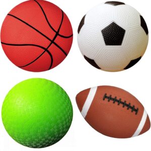 AppleRound Mixed Bundle of 4 Toy Sports Balls with Pump for Toddlers and Kids