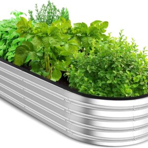 Utopia Home 4x2x1ft Galvanized Raised Garden Bed Kit with Easy Assembly for Vegetables, Fruits, and Flowers - Silver