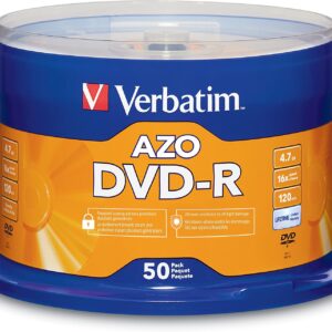 4.7GB AZO Dye 16X Recordable DVD-R Blank Discs 50-Pack Spindle Silver