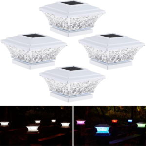 Outdoor Solar Post Cap Lights with LED Lighting and Two Adjustable Modes