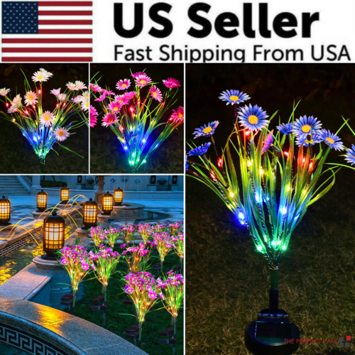 Solar Powered LED Flower Stake Lamp for Outdoor Waterproof Patio Decoration