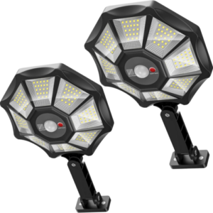 Waterproof Solar Lights Outdoor, 360 Degree Wide Angle Flood Lights for Dusk to Dawn Use