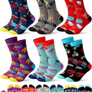 Cotton Novelty Socks for Women: 6 Pairs Funny Theatre Socks with Musical Theater Theme for Valentine's Day Gifts