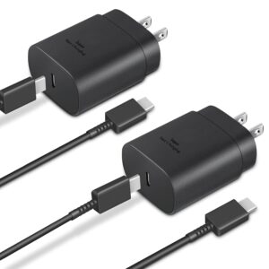 Type C Charger 25W Super Fast Charging Block with 6ft USB C Cable for Galaxy S23/S22/S21/S20 & iPhone 16/15 Series