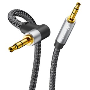 3.5mm Audio Cable 6ft 90 Degree Stereo Aux 3.5mm to 3.5mm Male to Male Right Angle TRS Cable