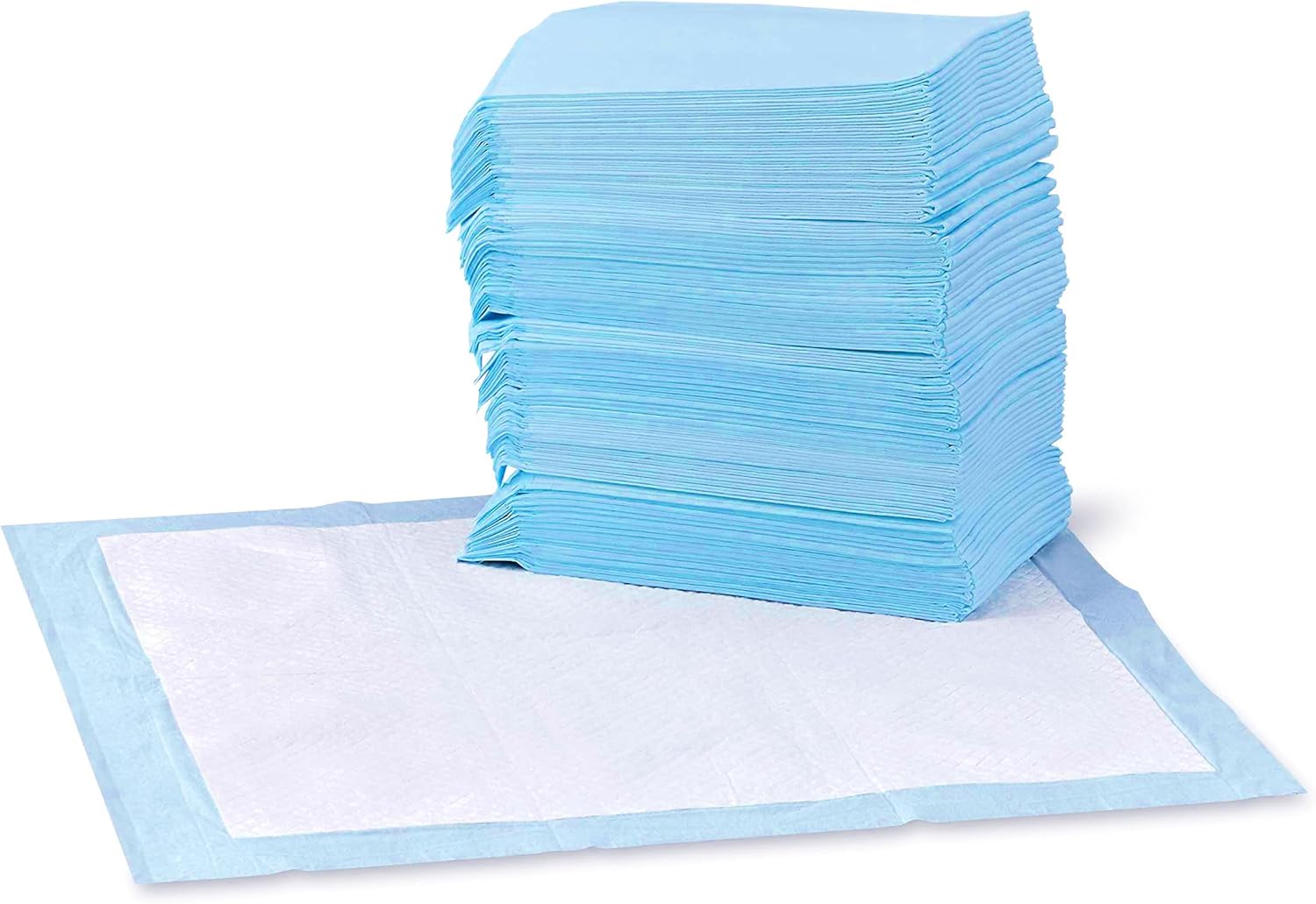 Amazon Basics Dog and Puppy Pee Pads 22x22 Inches Leak Proof Quick Dry Potty Training Standard Absorbency Pack of 100 Blue White
