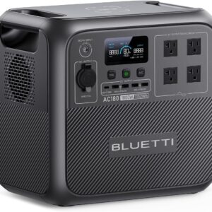BLUETTI AC180 1,152Wh LiFePO4 Solar Generator with 4 1,800W AC Outlets for Camping Off-grid Power Outage Backup
