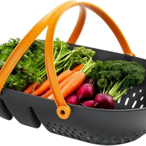 Fiskars Garden Harvest Basket Container with Tool Caddy and Collander for Vegetables and Fruits Gardening Accessories