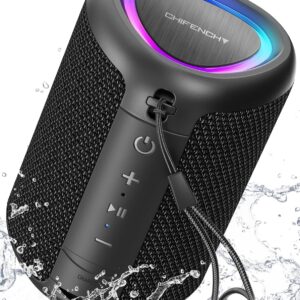 Portable Bluetooth Speaker with Lights, Waterproof IPX5, 5.3 Bluetooth, TWS, Crystal Clear Sound, AUX, TF-Card, All Day Playtime Small Wireless Outdoor Speaker