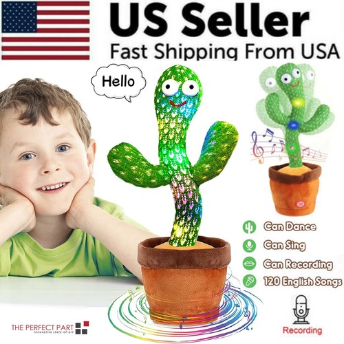 Dancing Cactus Plush Toy Electronic Recording Shake Song Funny Gift US