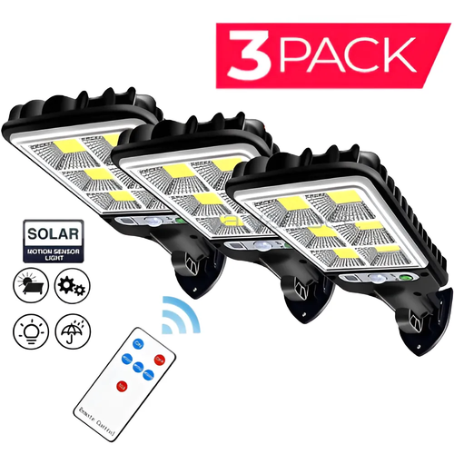 LED Solar Wall Light 3PCS Outdoor Motion Sensor Flood Street Lamp 3 Modes