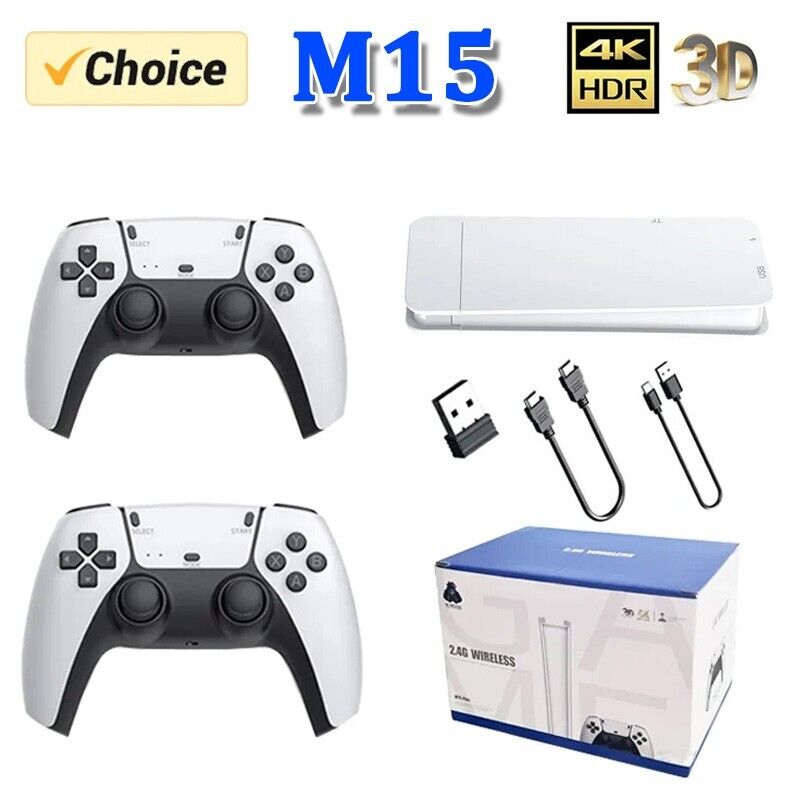 M15 4K 64G HDMI TV Video Game Stick Retro Gaming Console 2 Wireless Controller