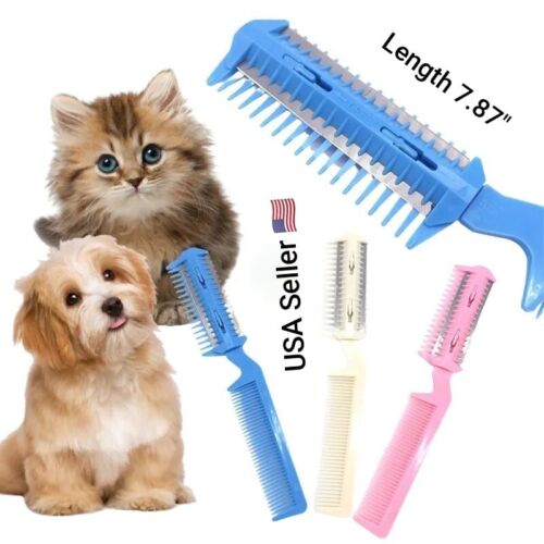 Pet Hair Trimmer Comb Cutting Dog Cat Grooming Razor With 2 Blades Thinning Cut