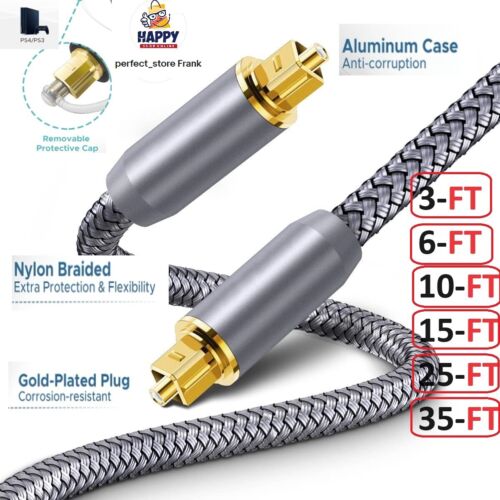 Toslink Optical Cable Digital Audio Sound Fiber Optic SPDIF Cord Wire Dolby DTS