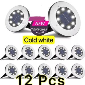 12PACK Solar In Ground Lights Outdoor Buried Lamp Disk LED Lawn Pathway Garden Lights
