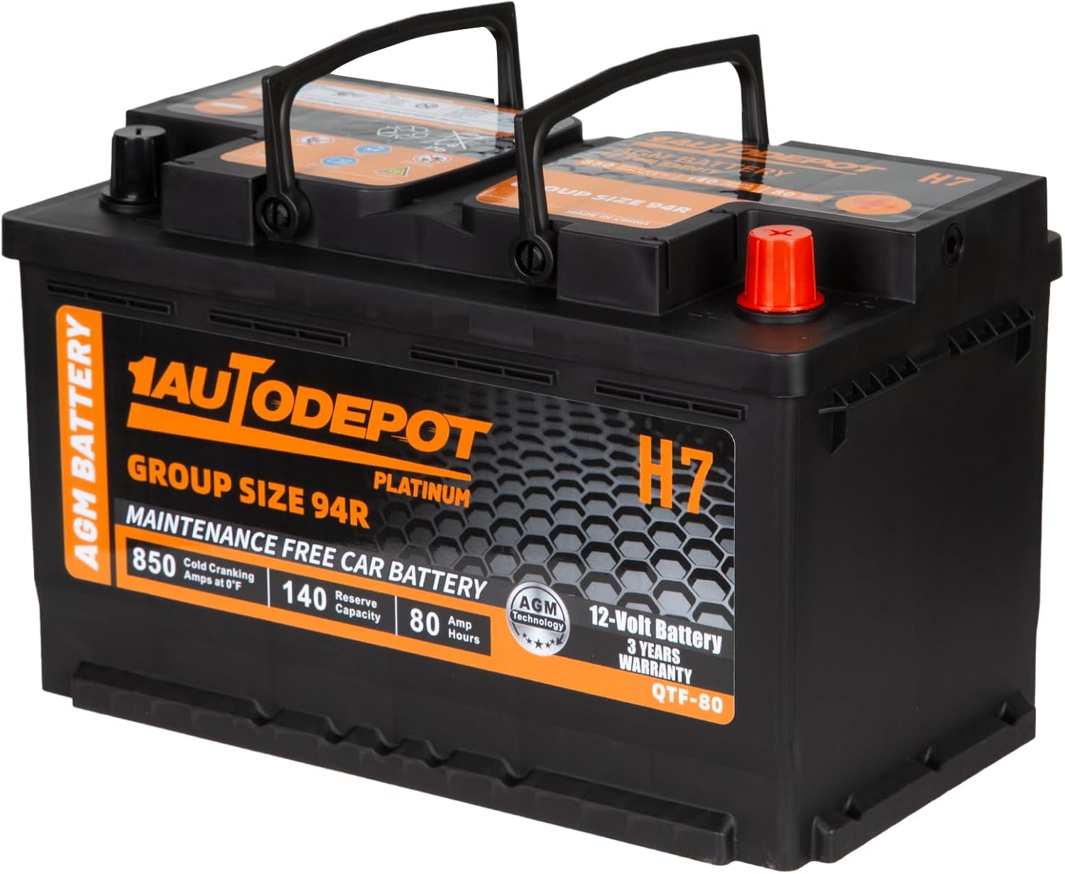 BCI Group 94R 12V 80Ah H7 Automotive Battery Premium Maintenance Free AGM 850CCA 140RC Car Battery