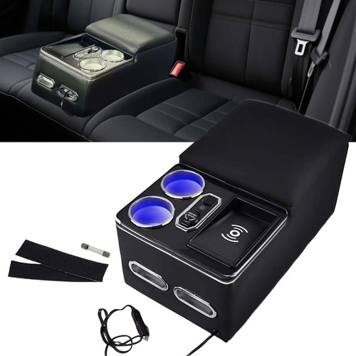 Center Console Armrest Organizer with Wireless Charging Phone Holder and Cup Holders