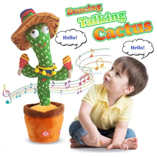 Interactive Dancing Cactus Plush Toy for Kids with USB Sing and Glow Function from USA