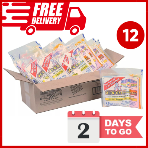 Movie Theater Style 12-Count Pre-Measured 2.5 Ounce All-in-One Popcorn Packs