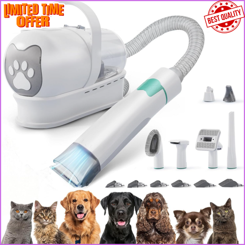 Pet Grooming Vacuum Kit for Dogs and Cats, Uproot Cleaner Pro, 7-in-1 Pet Hair Remover Kit