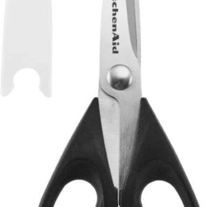 KitchenAid All Purpose Kitchen Shears with Protective Sheath Durable Stainless Steel Scissors Dishwasher Safe Soft Grip Comfort Handle 8.72 Inch Black