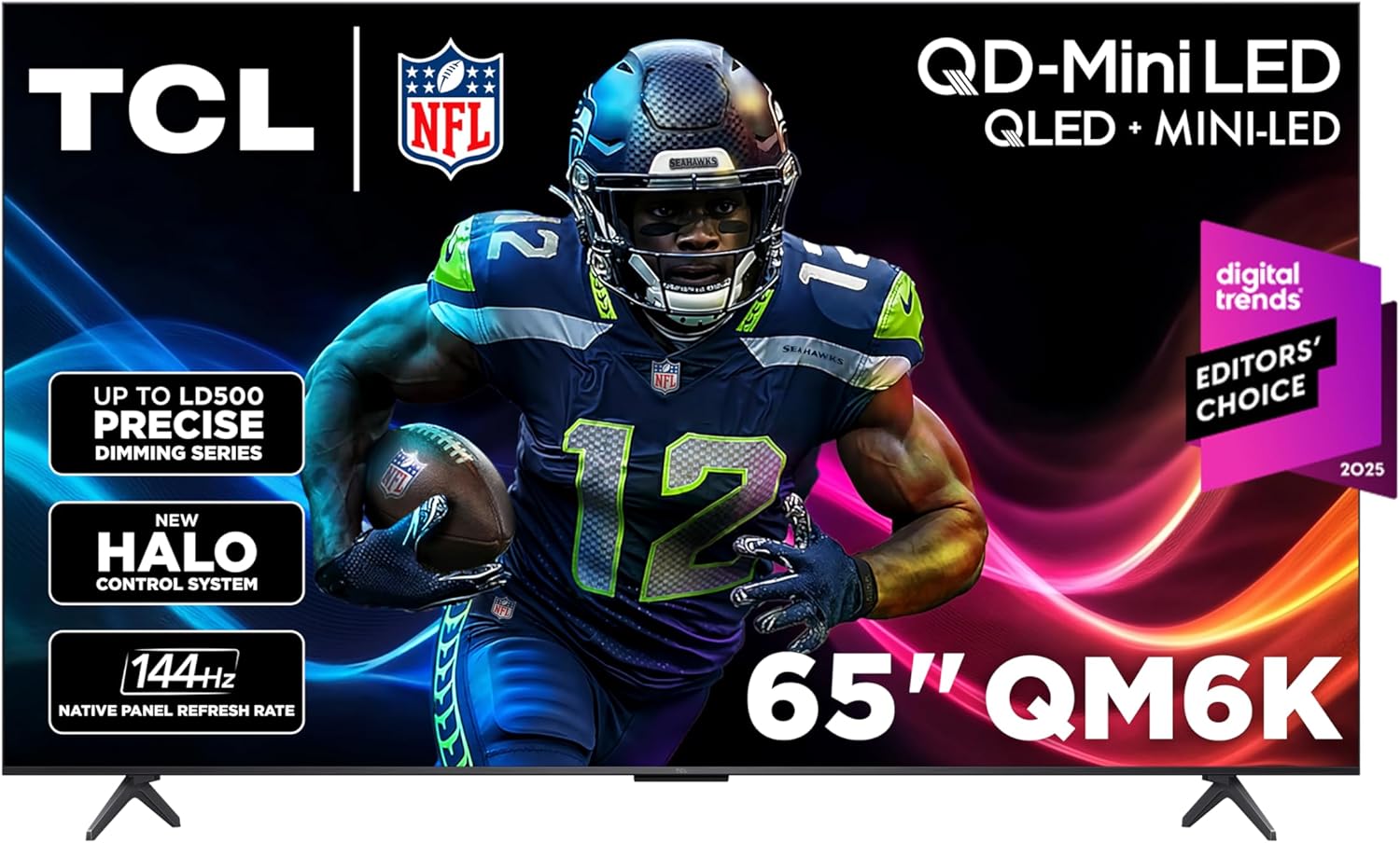 2025 TCL 65-Inch QM6K QD-Mini LED 4K UHD Google Smart TV with QLED, 144Hz, 288Hz Gaming Rate, High Contrast & Dolby Atmos