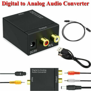 Digital Optical Coaxial to Analog RCA L/R Audio Converter Adapter with Fiber Cable