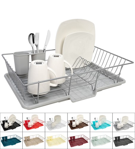 3-Piece Kitchen Sink Dish Drainer Set Assorted Colors Sweet Home Collection