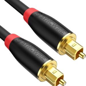6ft Digital Optical Audio Cable Nylon Braided 24K Gold Plated SPDIF Toslink Male to Male for Soundbar TV Home Theater