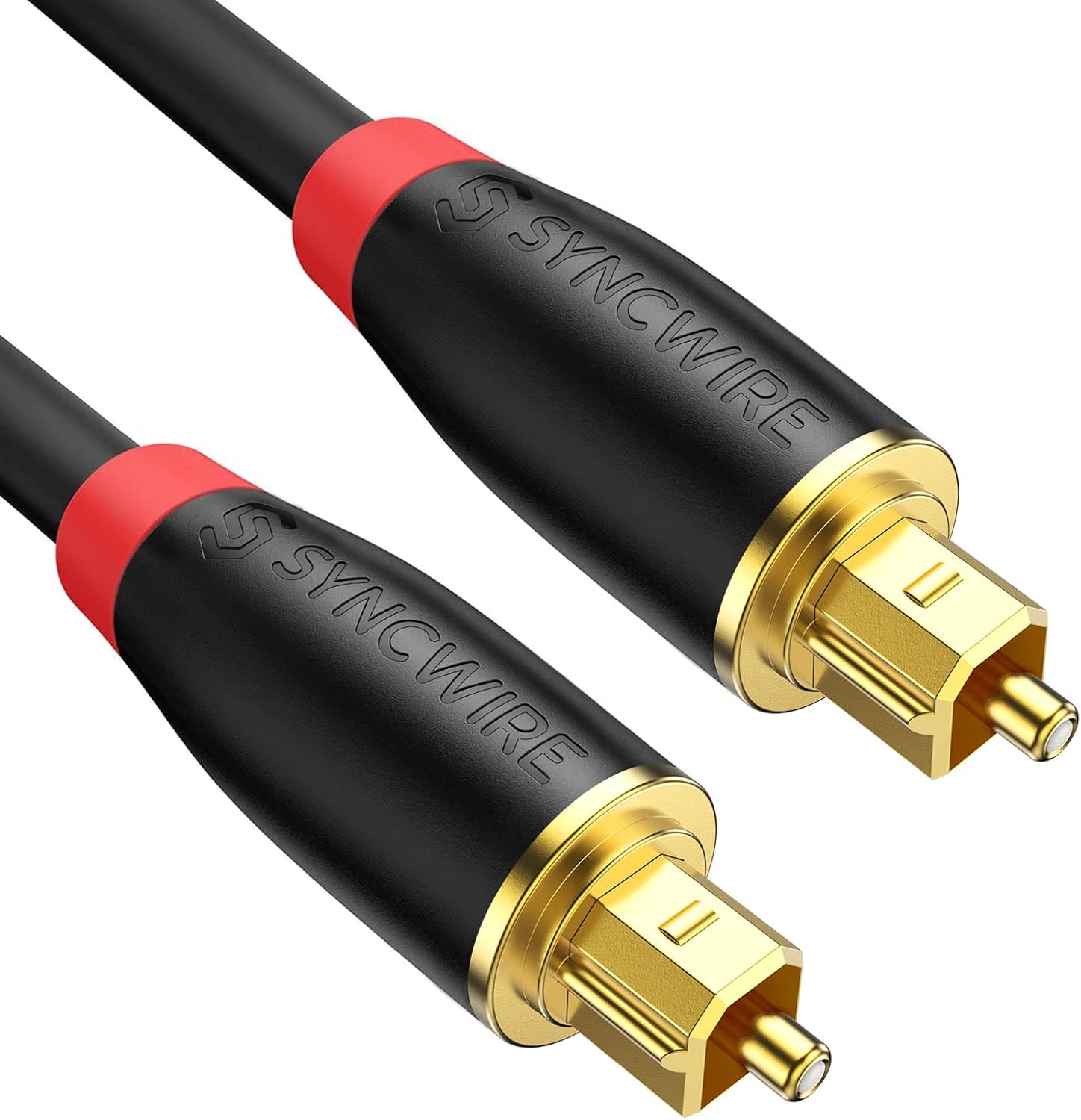 6ft Digital Optical Audio Cable Nylon Braided 24K Gold Plated SPDIF Toslink Male to Male for Soundbar TV Home Theater