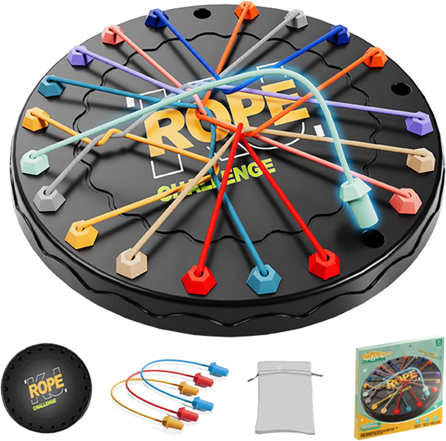 Rope Untangling Puzzle Game Educational Strategy Board Game for Kids Adults Family Travel Party Games with Multi-Level Challenges Gifts for All Ages Large