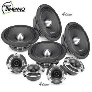 3000 Watts Car Audio Systems Timpano Bundle 4x 6.5" Speakers + 4x Super Tweeters