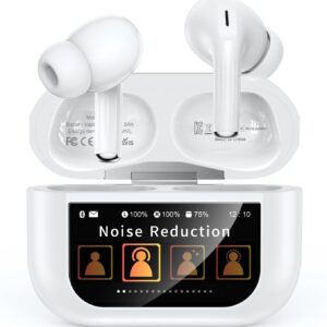 Wireless Earbuds Bluetooth 5.4 Ear Buds with Multifunctional Touch Screen ANC ENC Noise Cancelling Headphones 48H Playtime Bass Stereo Sound for Laptop Android iOS Pad