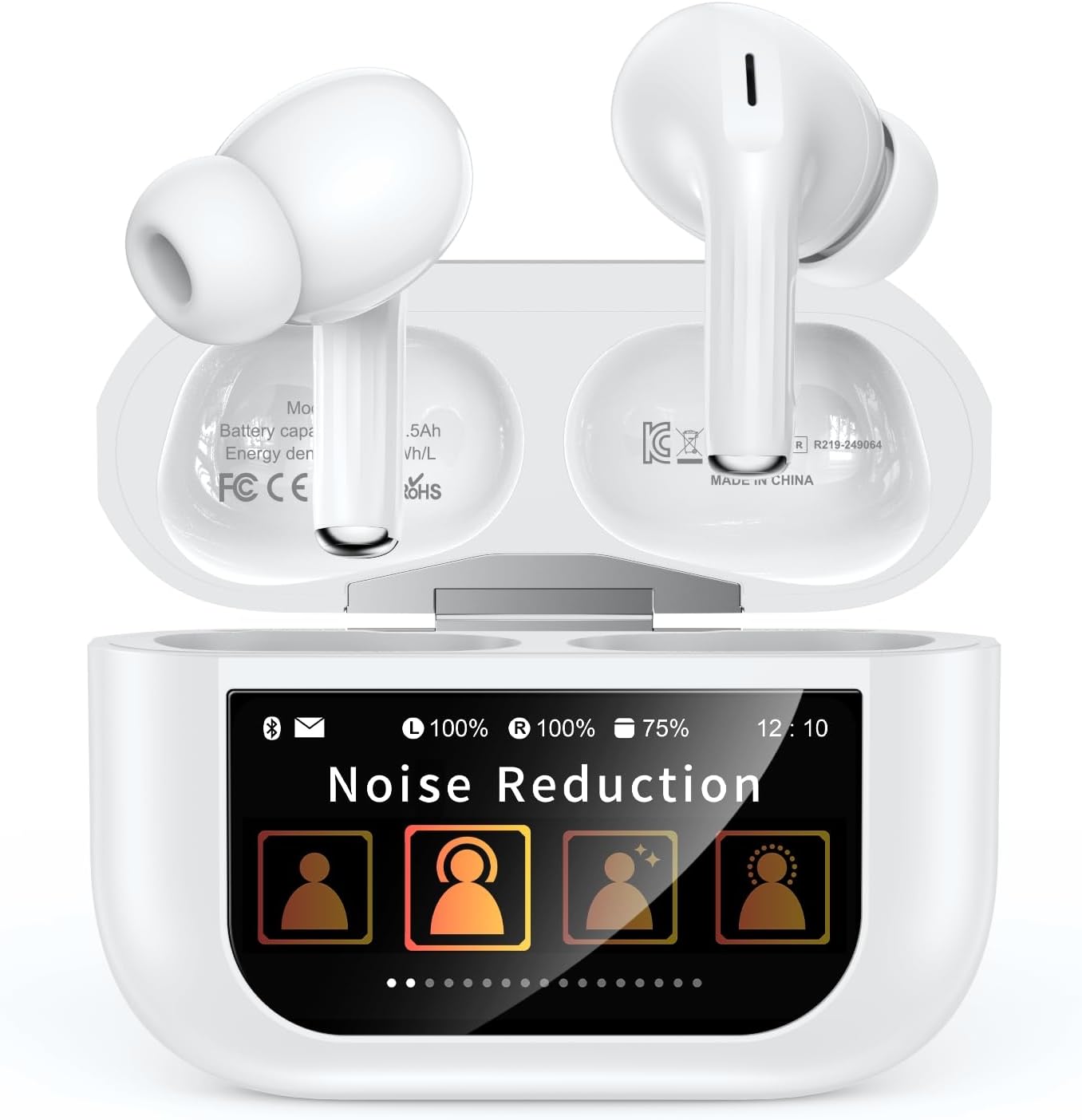Wireless Earbuds Bluetooth 5.4 Ear Buds with Multifunctional Touch Screen ANC ENC Noise Cancelling Headphones 48H Playtime Bass Stereo Sound for Laptop Android iOS Pad