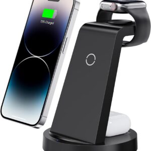 Wireless Charging Station for iPhone 16e 16 15 14 13 12 11 X Pro Max Apple Watch & AirPods 4 3 Pro 3 in 1 Charger