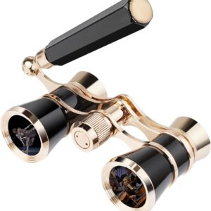 3X25 Opera Glasses Theater Binoculars with Foldable Handle for Concerts Cinema Portable Vintage Gifts for Women