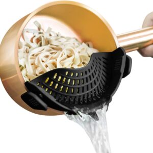 AUOON Clip On Strainer Silicone for Pots Pans Pasta Meat Vegetables Fruit Kitchen Colander