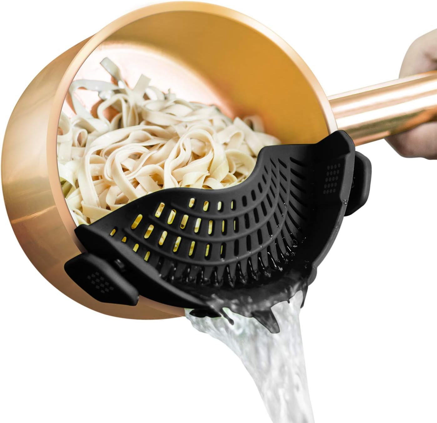 AUOON Clip On Strainer Silicone for Pots Pans Pasta Meat Vegetables Fruit Kitchen Colander