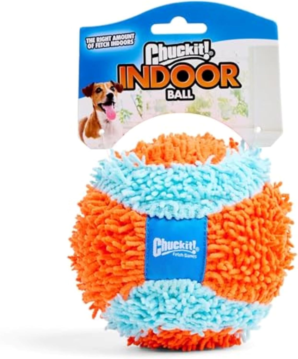 Interactive Dog Toys for Boredom Chuckit Indoor Fetch Ball Dog Toy 4.75 Inch Orange and Blue