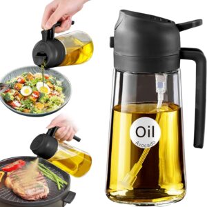 Glass Olive Oil Sprayer 16oz 470ml for Cooking with Portion Control and Stickers