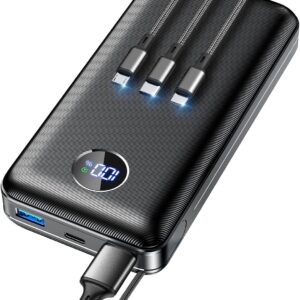 Portable Charger Power Bank 60000mAh 22.5W Fast Charging Phone Charger with USB-C iOS Micro-USB Cable for iPhone Samsung Google Travel Camping Essentials