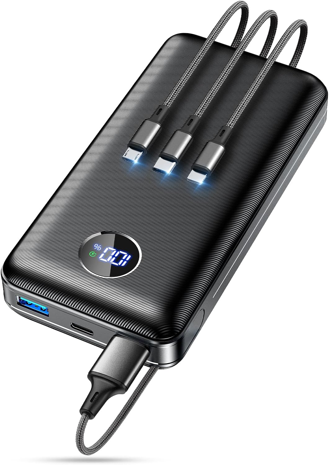 Portable Charger Power Bank 60000mAh 22.5W Fast Charging Phone Charger with USB-C iOS Micro-USB Cable for iPhone Samsung Google Travel Camping Essentials