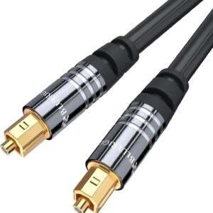 BlueRigger Digital Optical Audio Toslink Cable 15FT Fiber Optic Aluminum Shell 24K Gold-Plated Compatible with Home Theatre Sound Bar TV Xbox PlayStation PS4 Premium Series