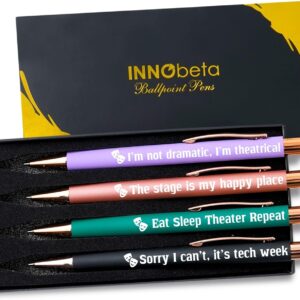 InnoBeta Theater Gifts for Women Men Ballpoint Pen Set of 4 with Quotes Musical Broadway Theatre Lover Gift for Friends Actors